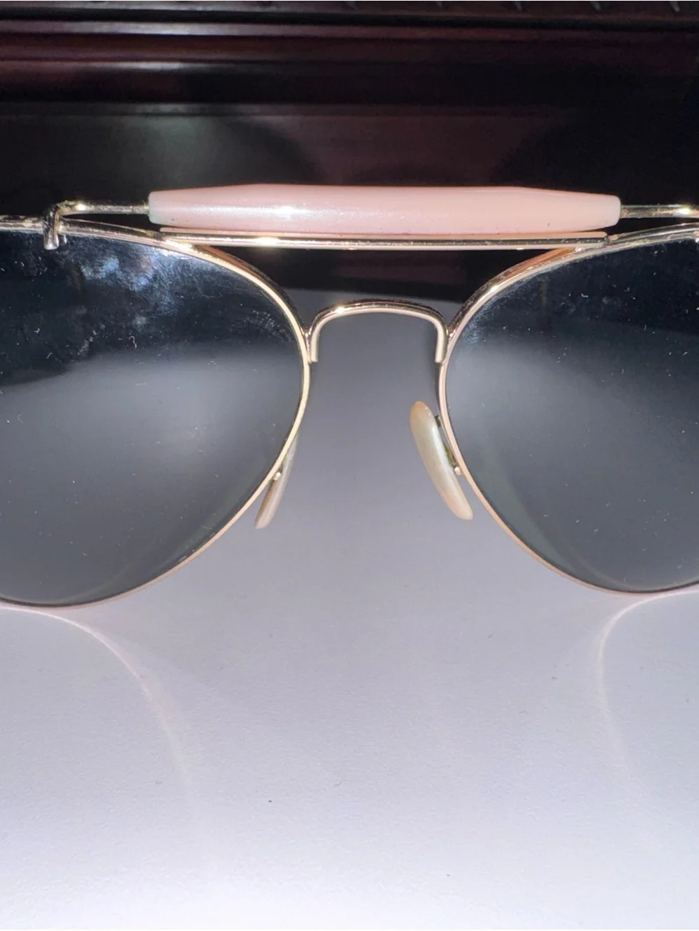 Ray-Ban Gold Frame Aviator Sunglasses with Black Lenses